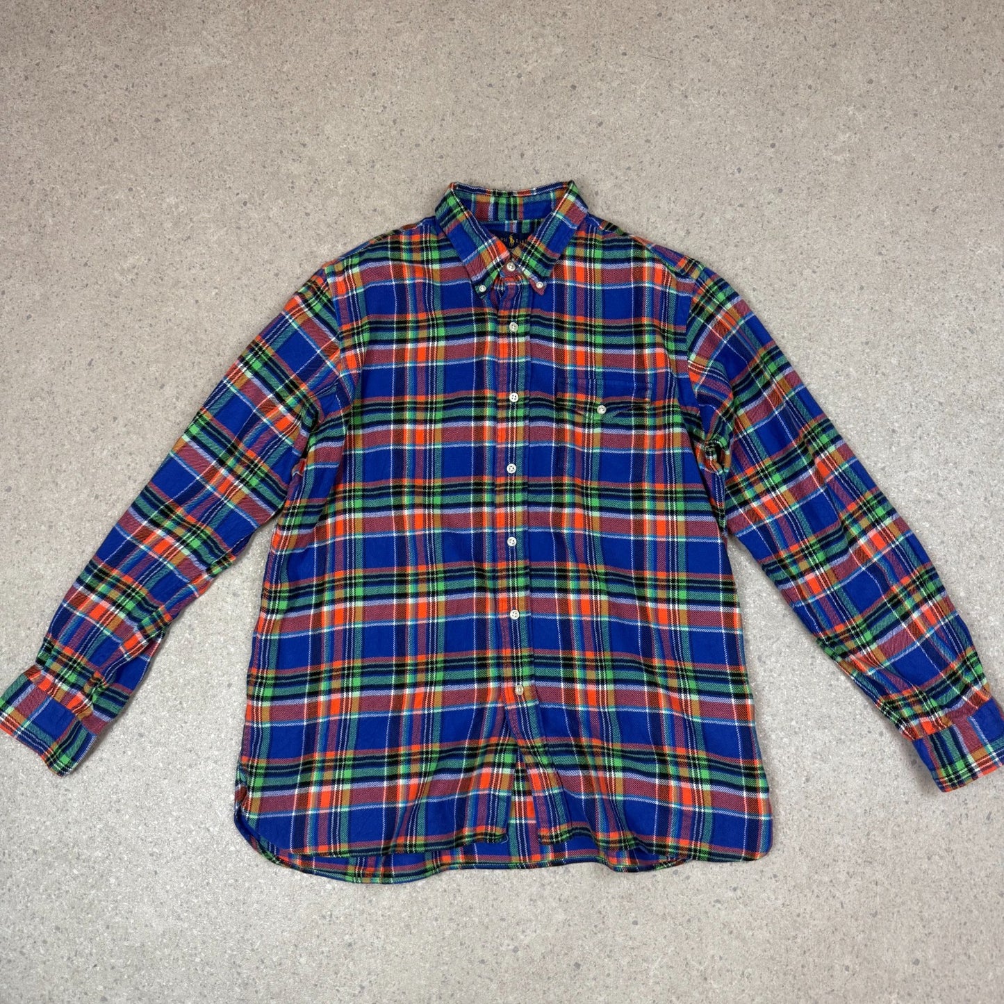Ralph Lauren Shirt Large Blue Multicolor Check Button Down Long Sleeve