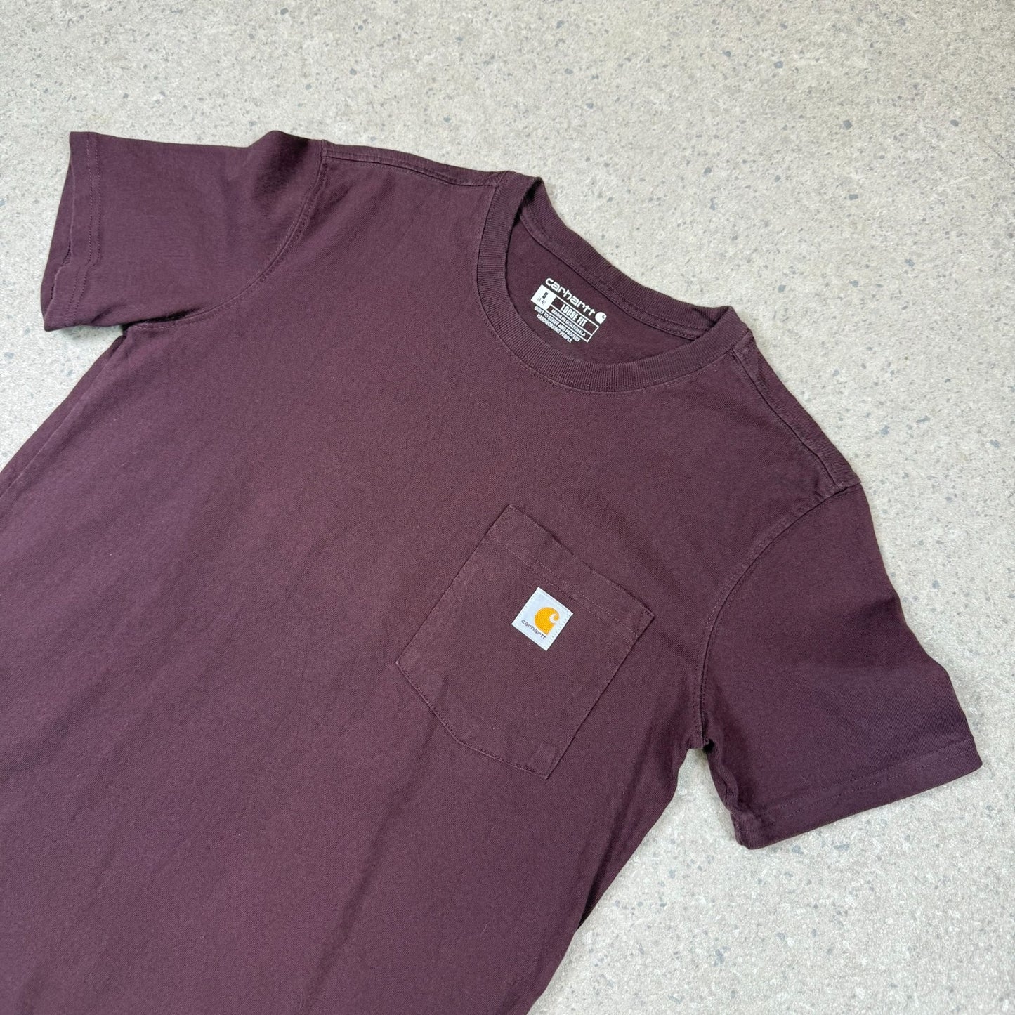 Carhartt T Shirt Small Burgundy Colourway Embroidered Logo Heavyweight