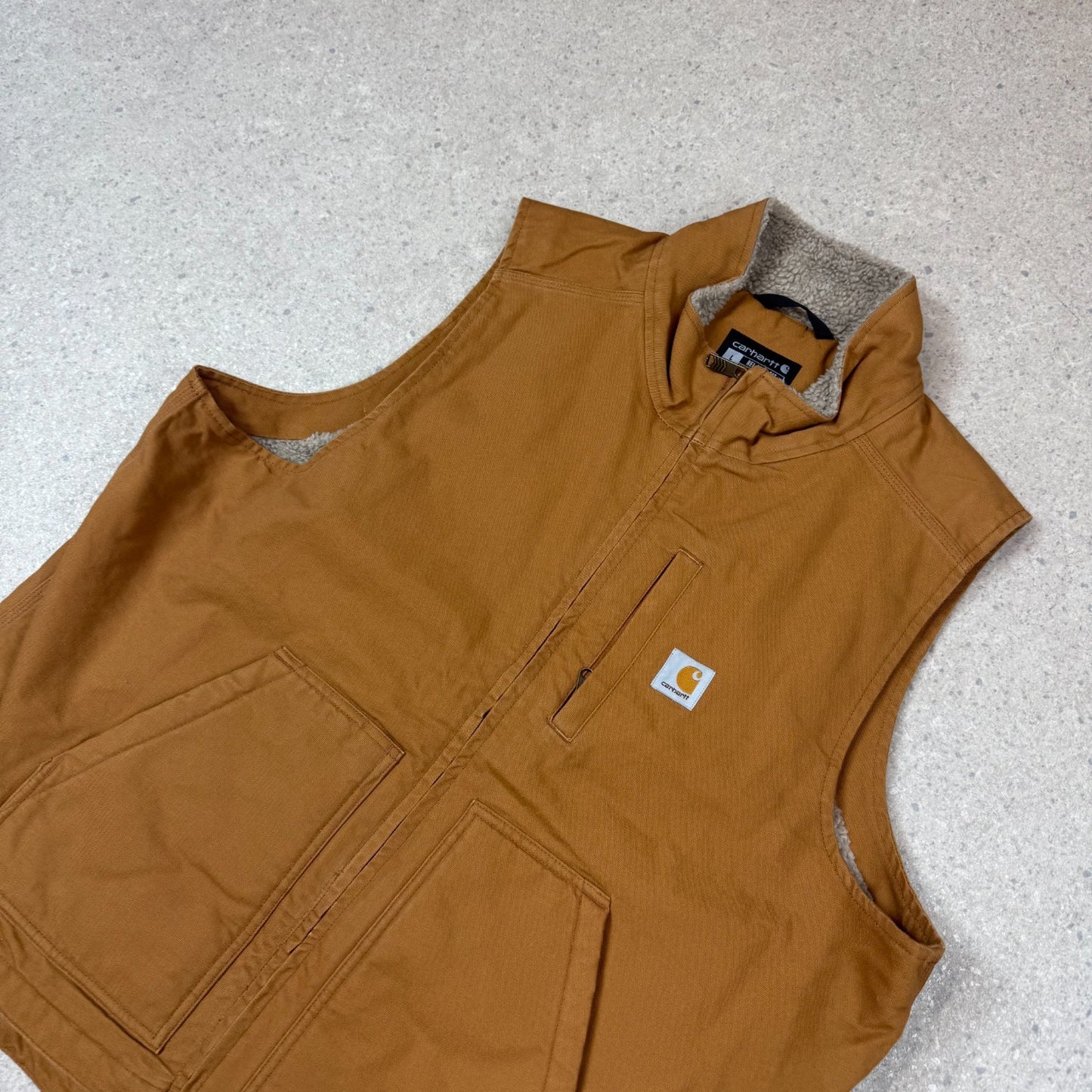 Carhartt Vest Tan Large Fleece Lined Pocket