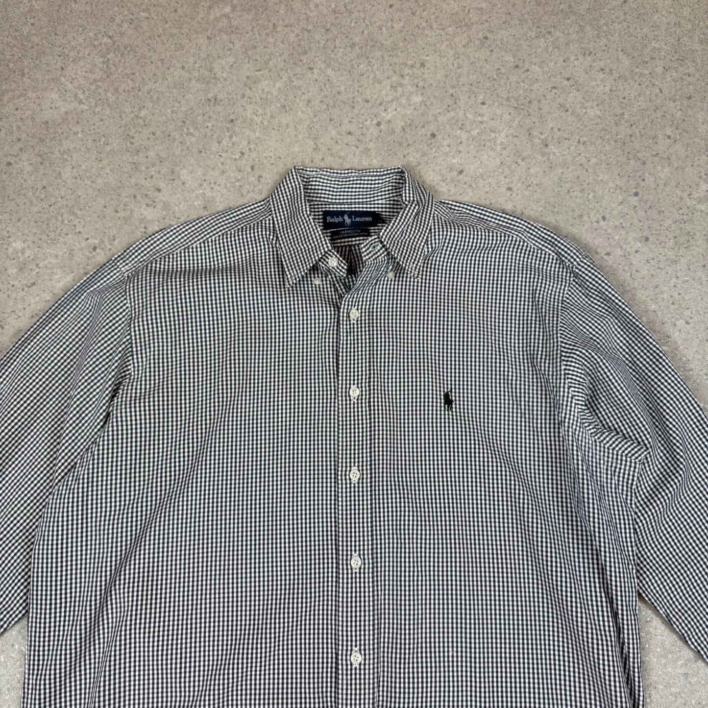 Ralph Lauren Shirt XL Check Black and White Embroidered Logo