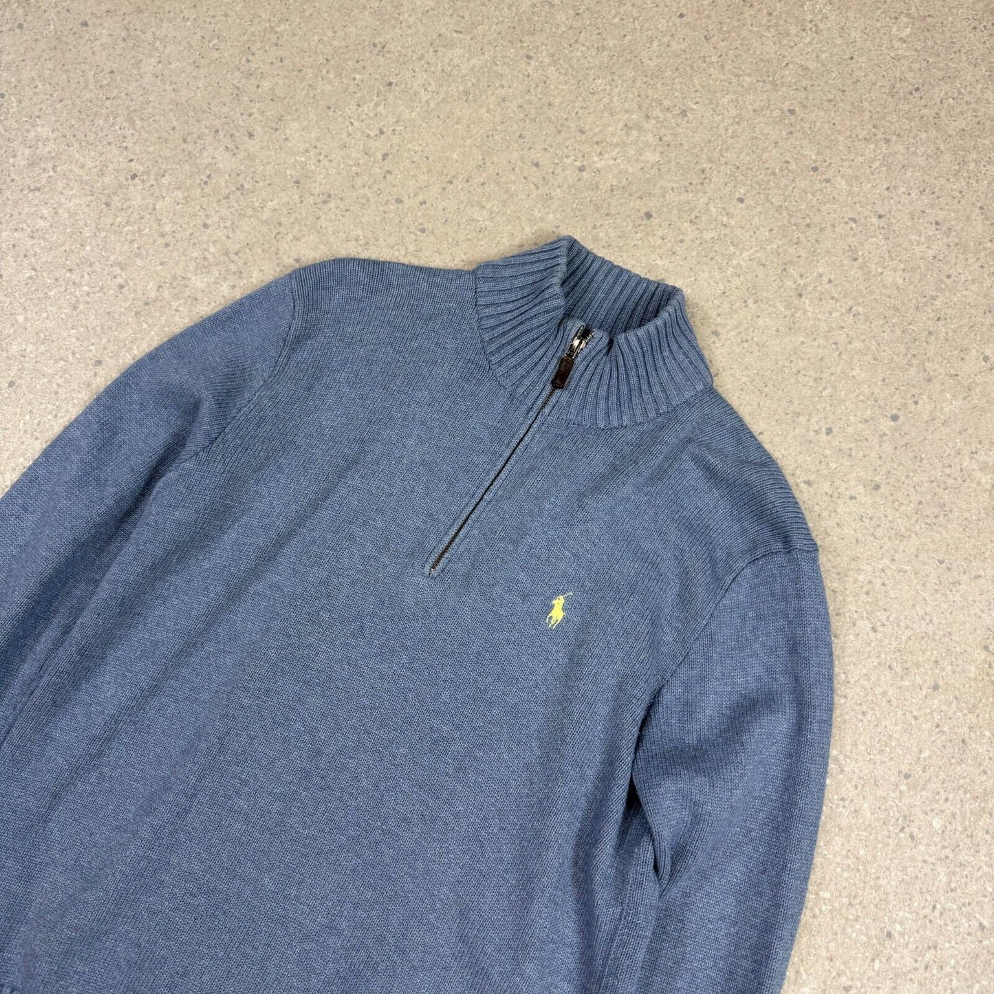 Ralph Lauren 1/4 Zip Jumper Small Blue Knit