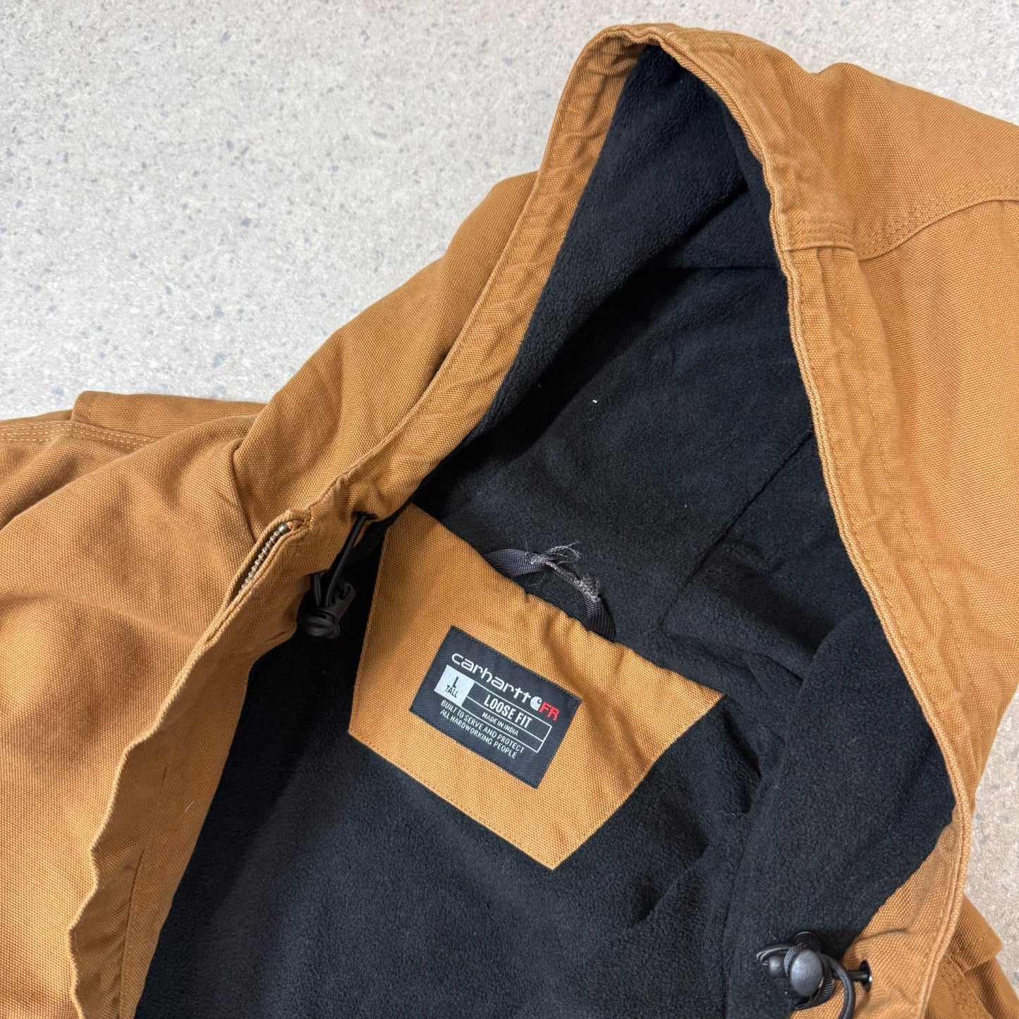 .Carhartt Active Jacket Large Tan Colourway Loose Fit Fleece Lined Hooded