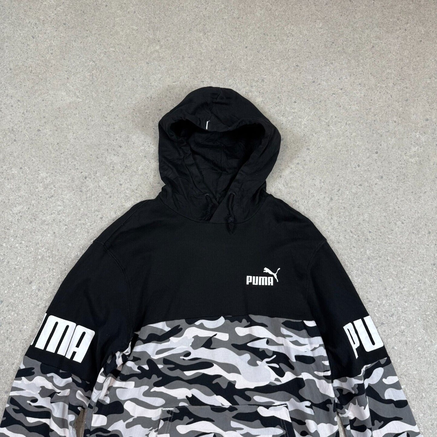 Puma Hoodie Small / Medium Black White Camo Printed