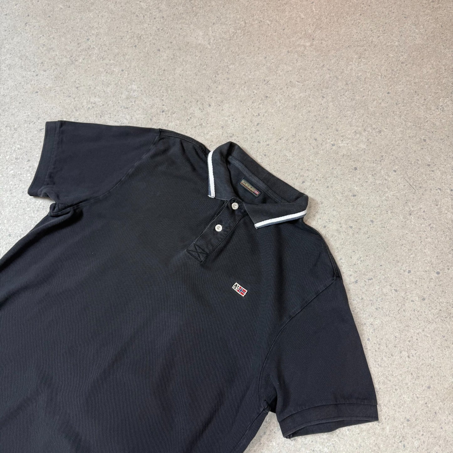 Napapijri Polo Shirt XL Black Embroidered Logo Short Sleeve