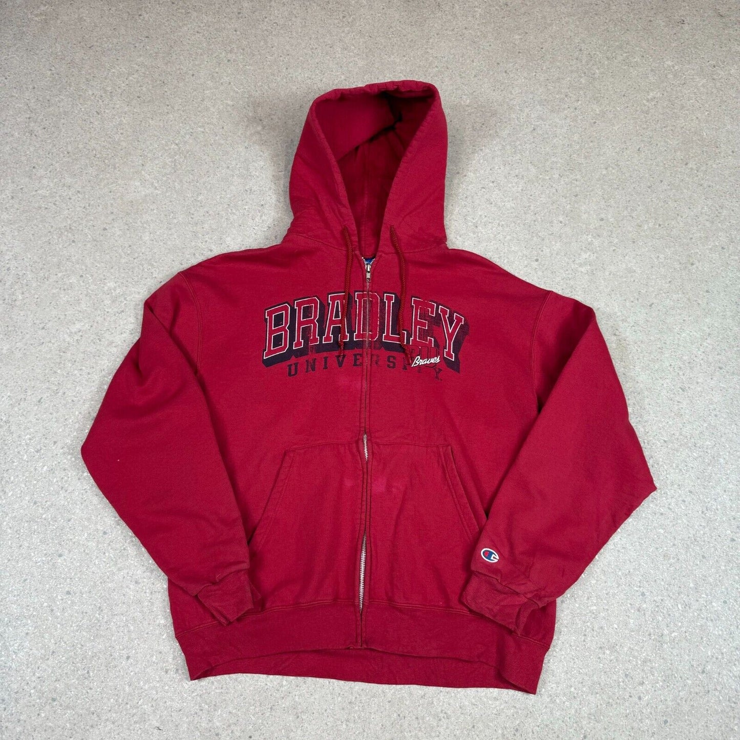 Champion Bradley University Hoodie Large Red Y2K