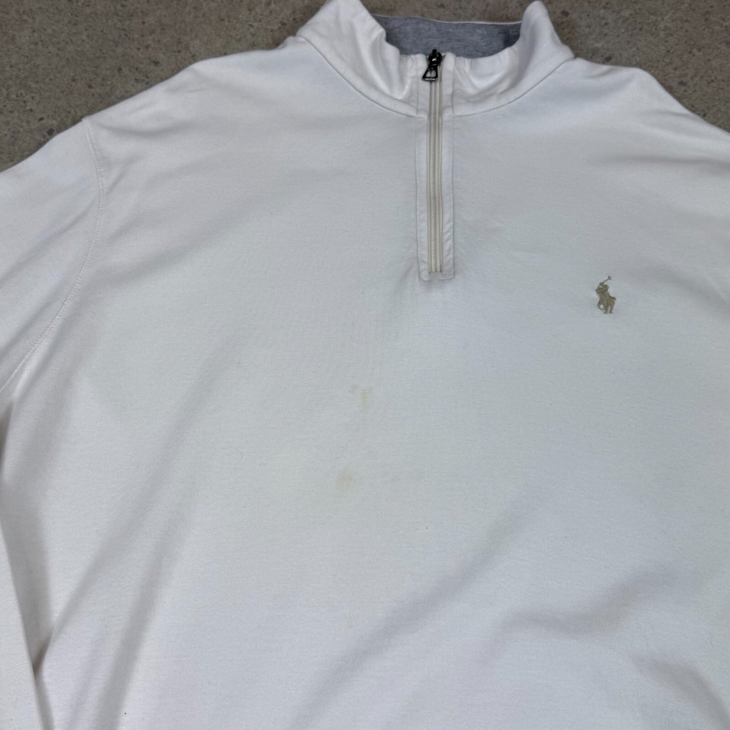 Ralph Lauren 1/4 Zip XXL White Colourway Embroidered Logo Long Sleeve