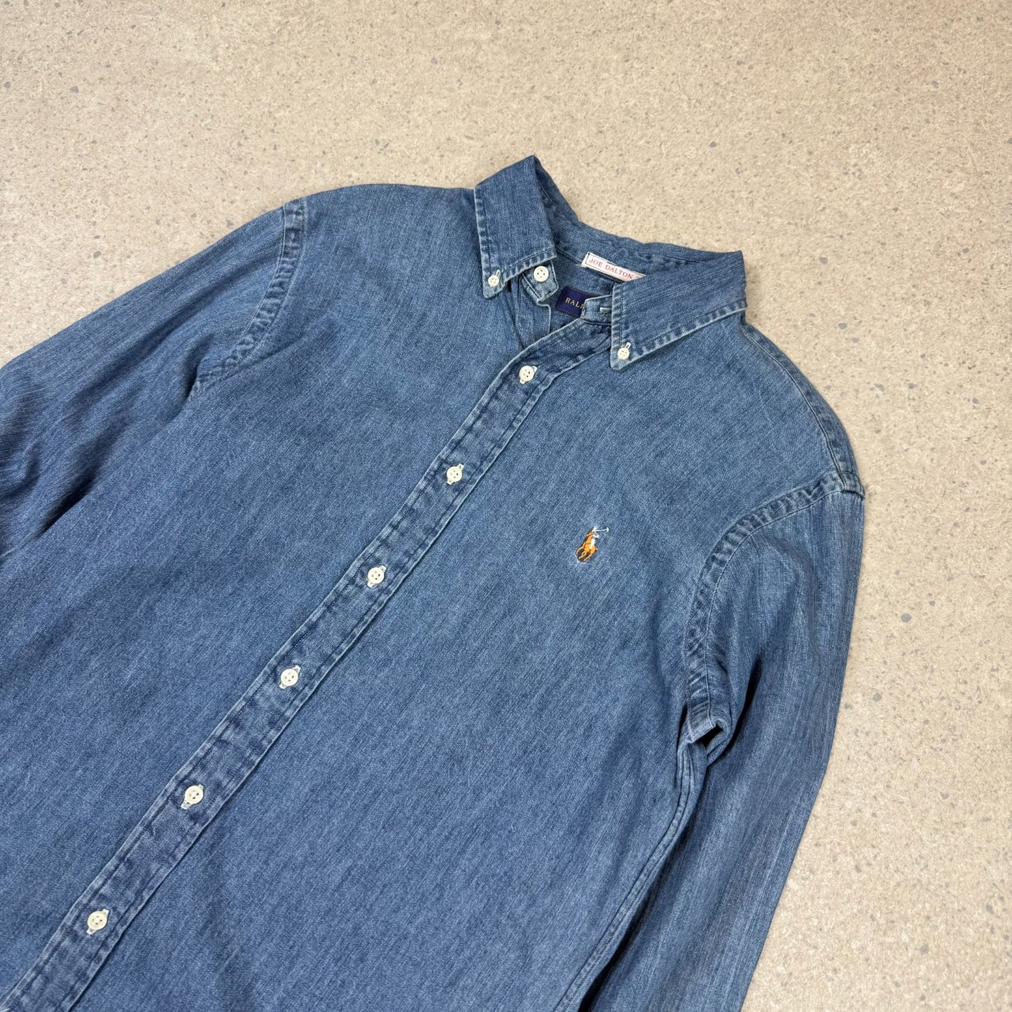 Ralph Lauren Denim Shirt Small Blue Embroidered Logo Button Down