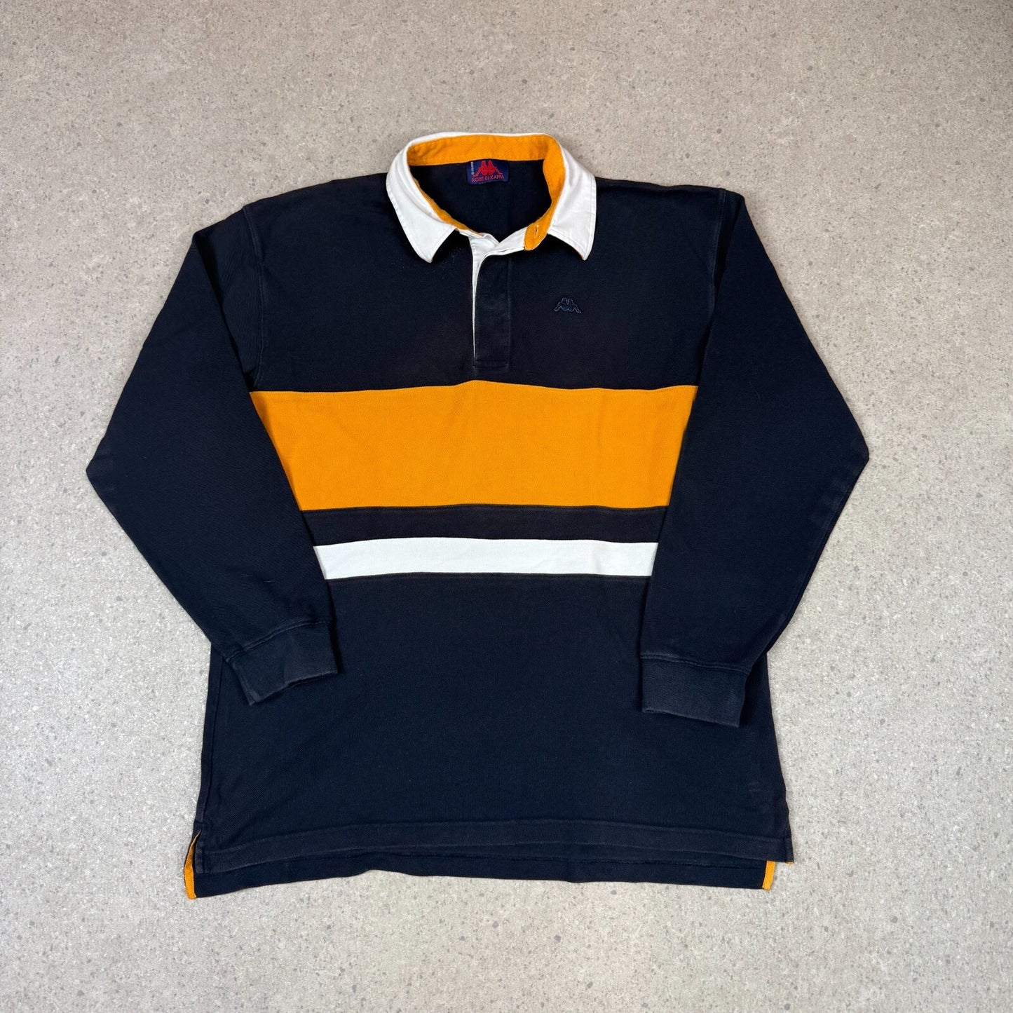 Kappa Rugby Shirt XL / XXL Navy Yellow Long Sleeve