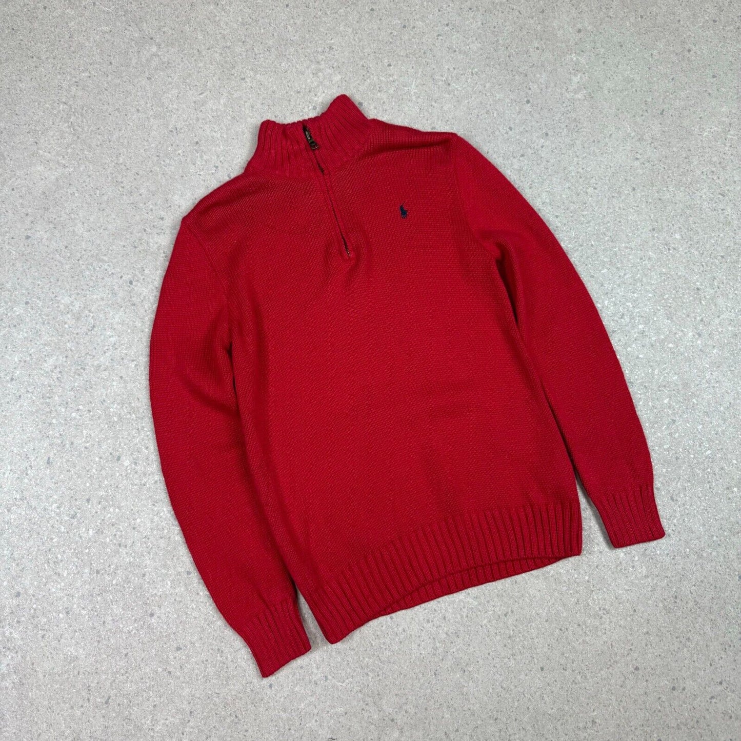 Ralph Lauren 1/4 Zip Jumper Womens M/L Red Knit