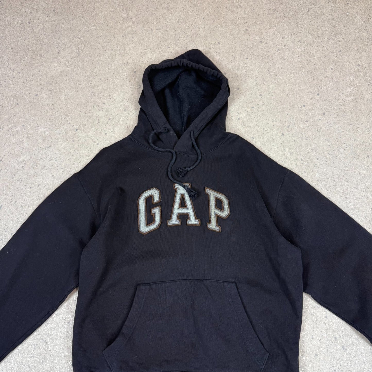 Gap Hoodie XS Black Colourway Embroidered Logo Brown Heavyweight Hooded Pocket