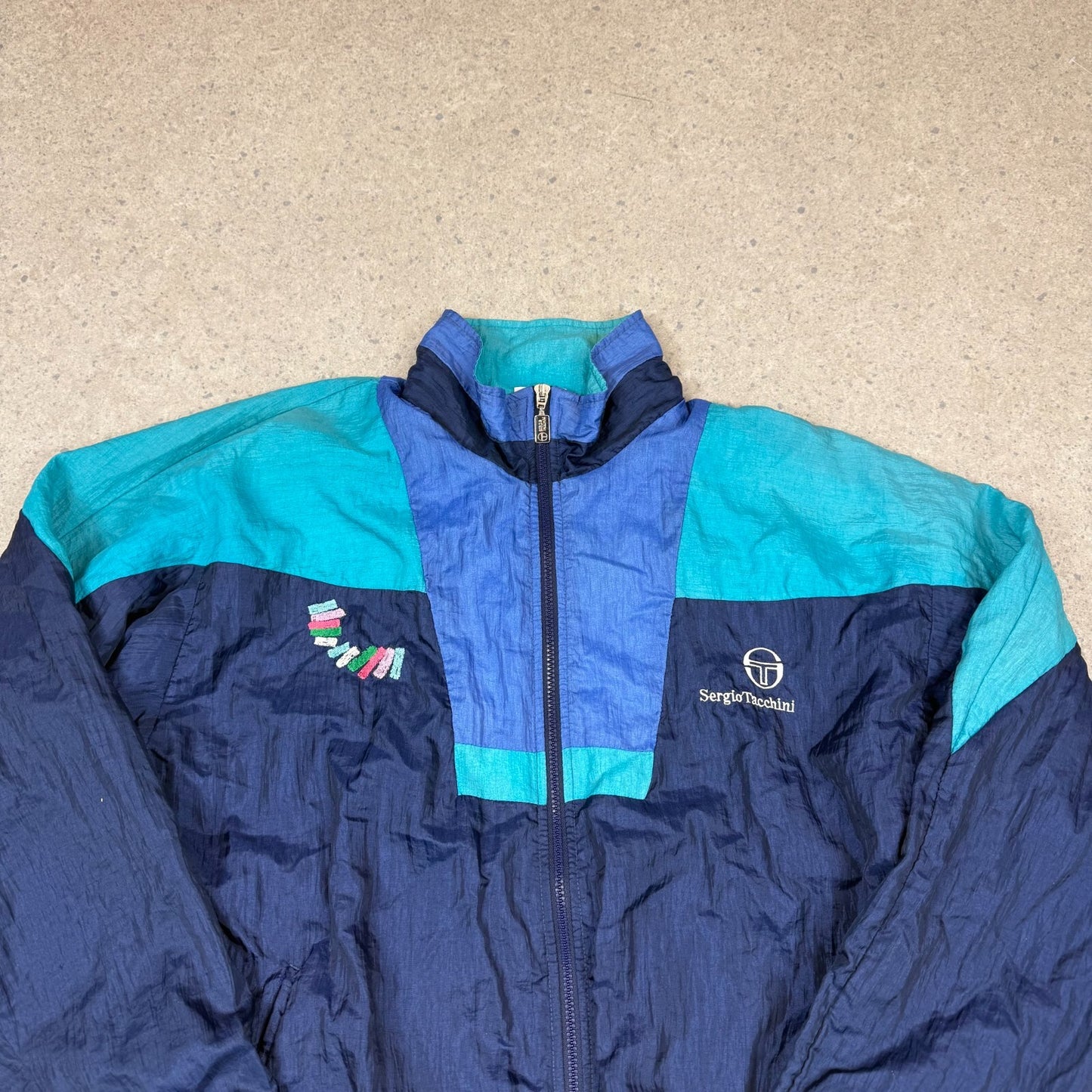 Sergio Tacchini Windbreaker Jacket Large 90s Embroidered Logo Full Zip