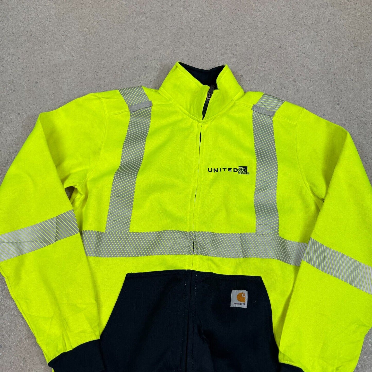 Vintage Carhartt Hi Vis Zip Up Large Green Black Jumper United USA