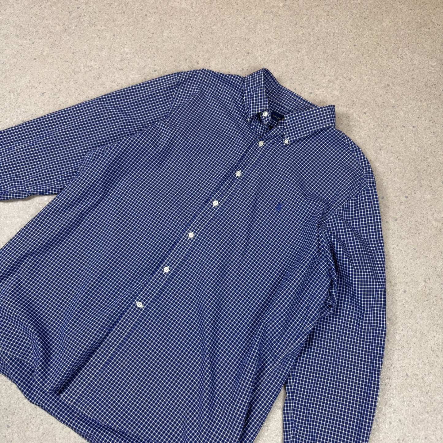 Ralph Lauren Shirt XXL Blue Check 18” Neck Button Down