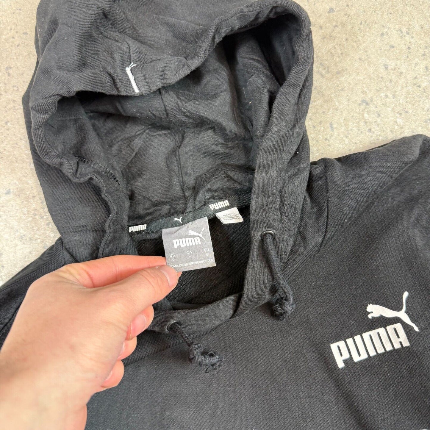 Puma Hoodie Small / Medium Black White Camo Printed