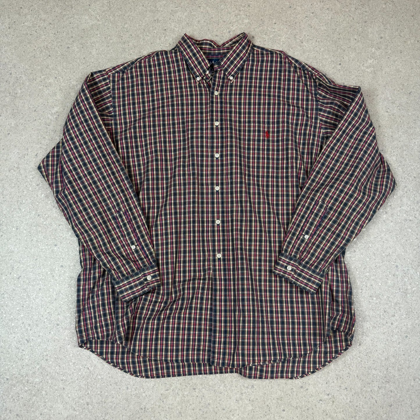 Ralph Lauren Check Shirt 2XL Blake Fit Embroidered Logo Red Navy