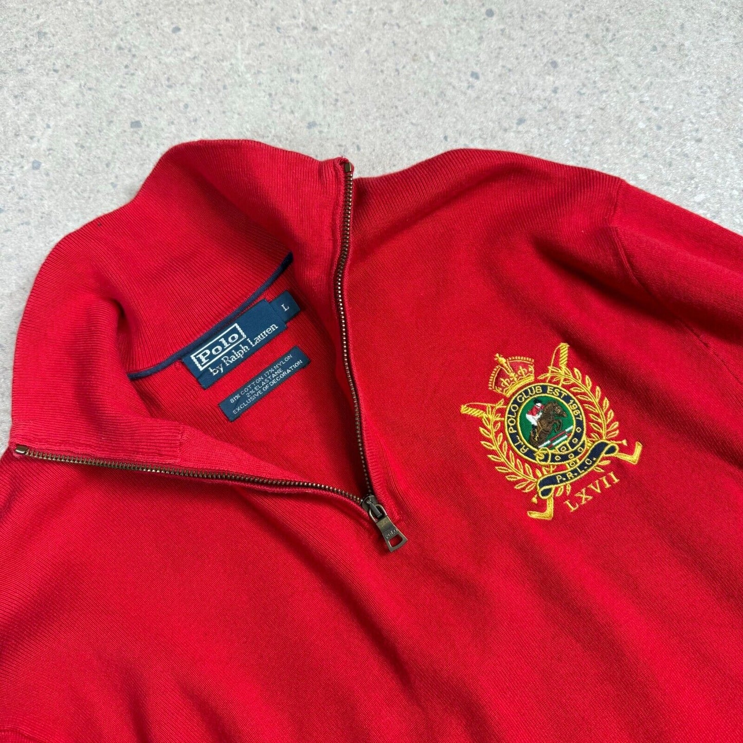 Polo Ralph Lauren 1/4 Zip Jumper Medium Red Vintage 90s