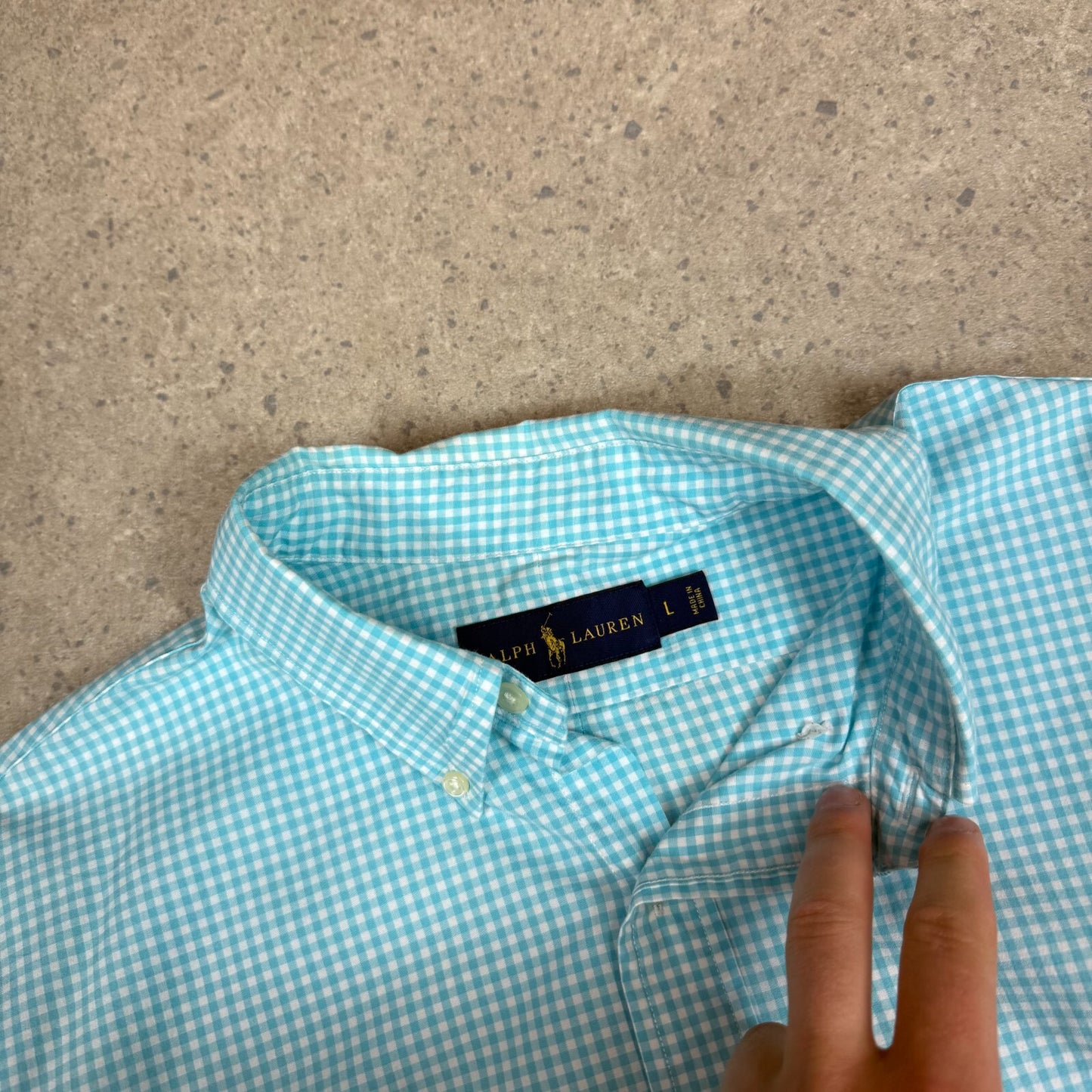 Ralph Lauren Shirt Large Blue Check Shirt Embroidered Logo Long Sleeve