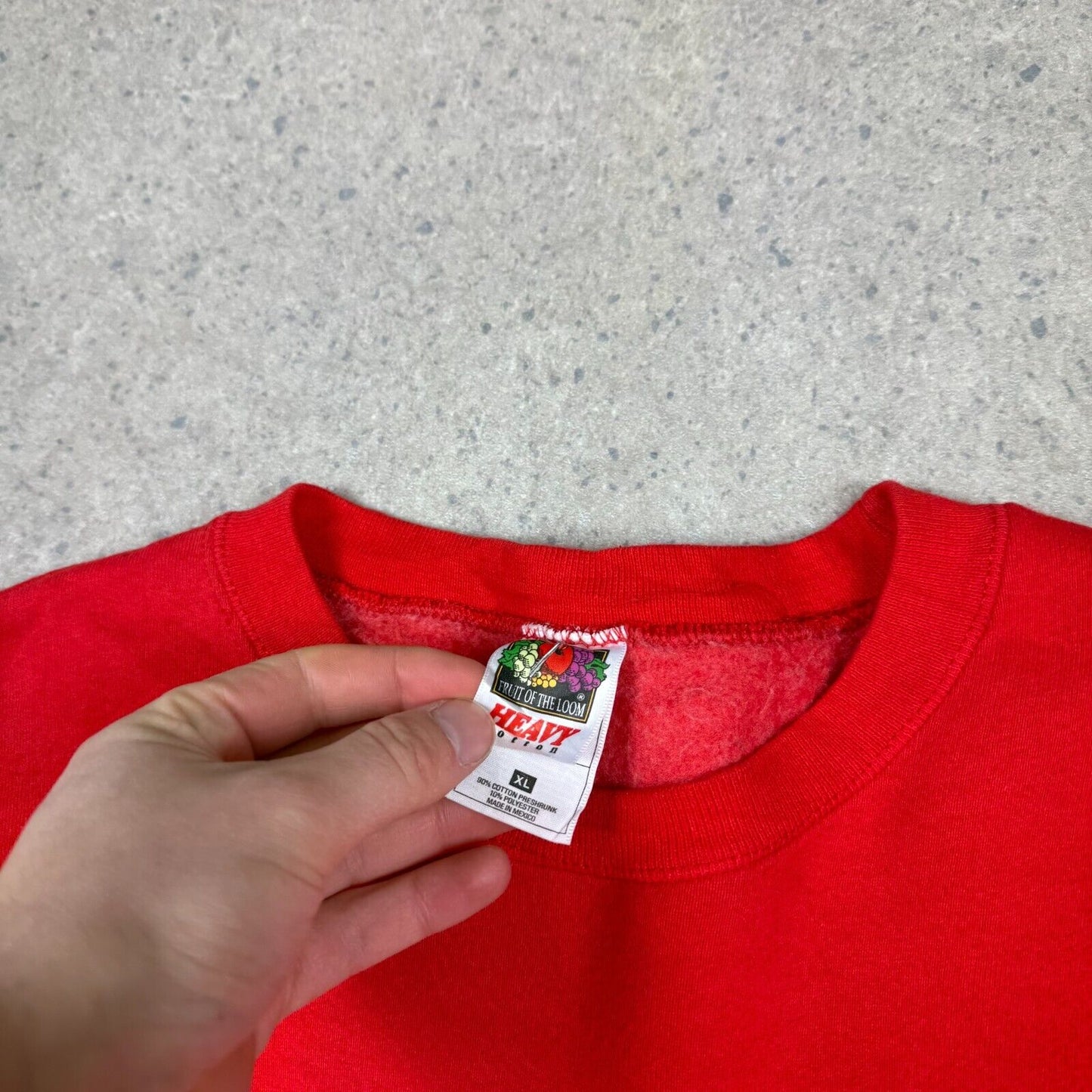 Vintage USA Sweatshirt XL Red Fully Embroidered Fruit of the Loom 90s USA