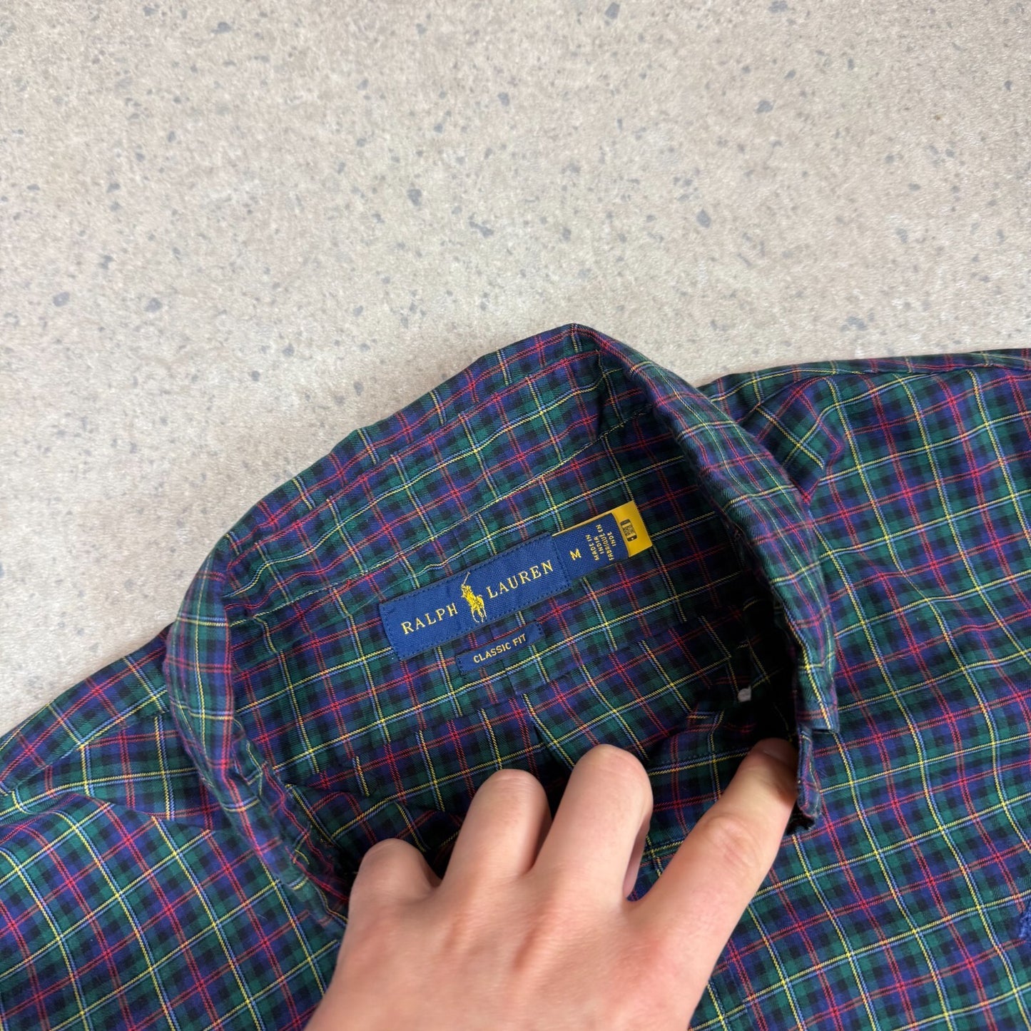 Ralph Lauren Shirt Medium Navy Green Check Button Button Down
