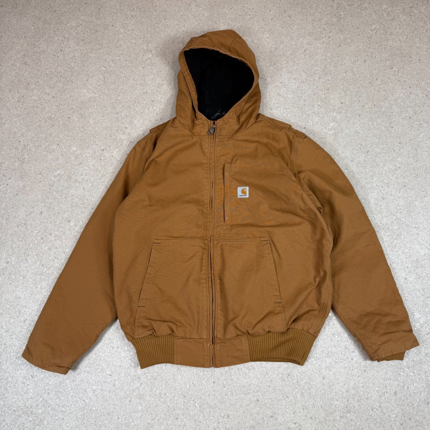 .Carhartt Active Jacket Large Tan Colourway Loose Fit Fleece Lined Hooded