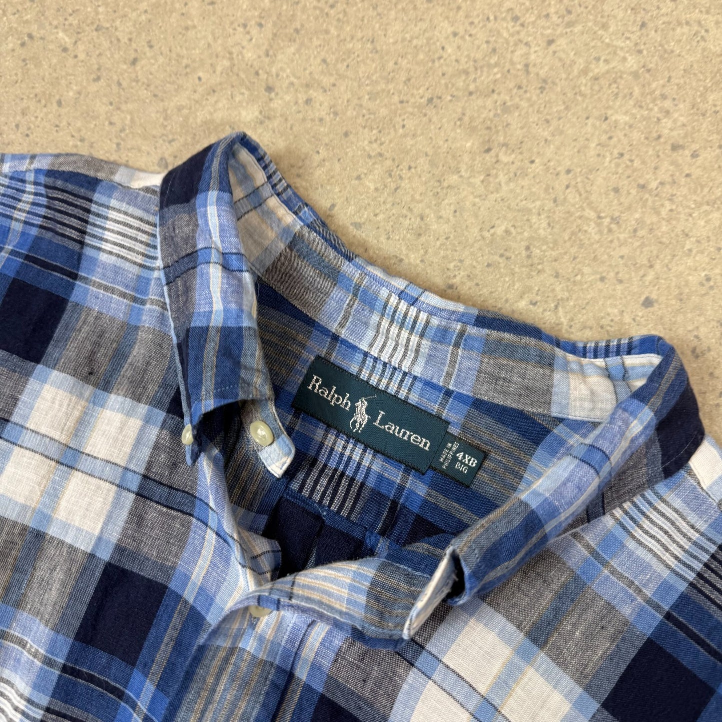 Ralph Lauren Flannel Shirt 4XL White Blue Colourway Button Down Long Sleeve