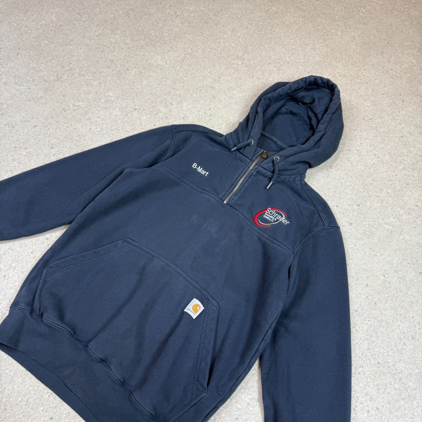 Carhartt 1/4 Zip Hoodie Small Navy Loose Fit Rain Defender