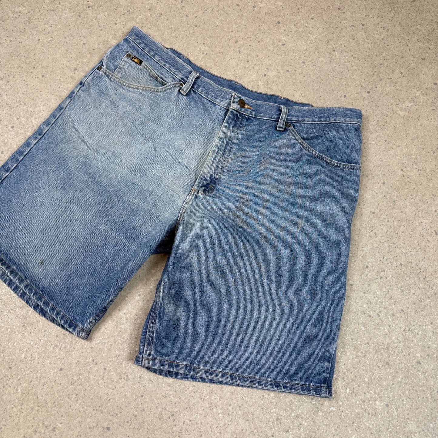 Lee Jorts 40” Blue Baggy Denim Light Wash Faded