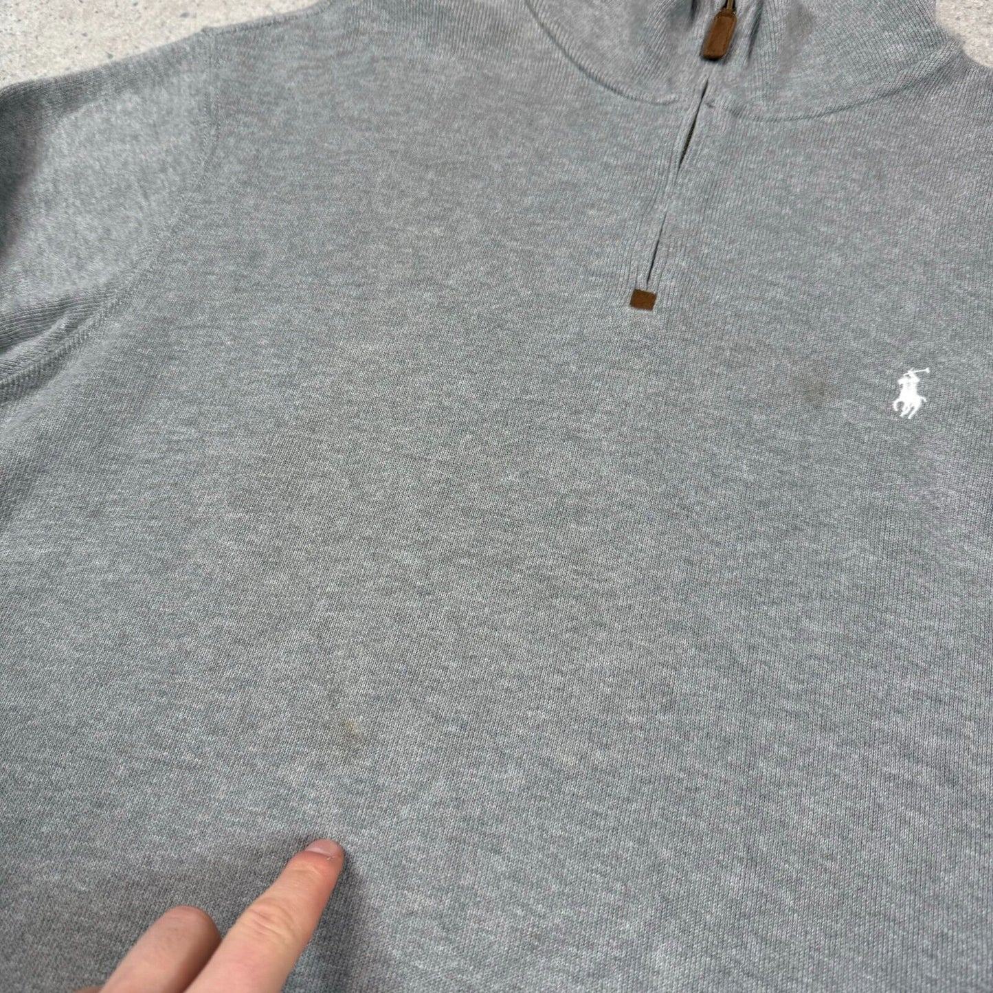 Polo Ralph 1/4 Zip Jumper Grey XL / XXL Cotton 90s