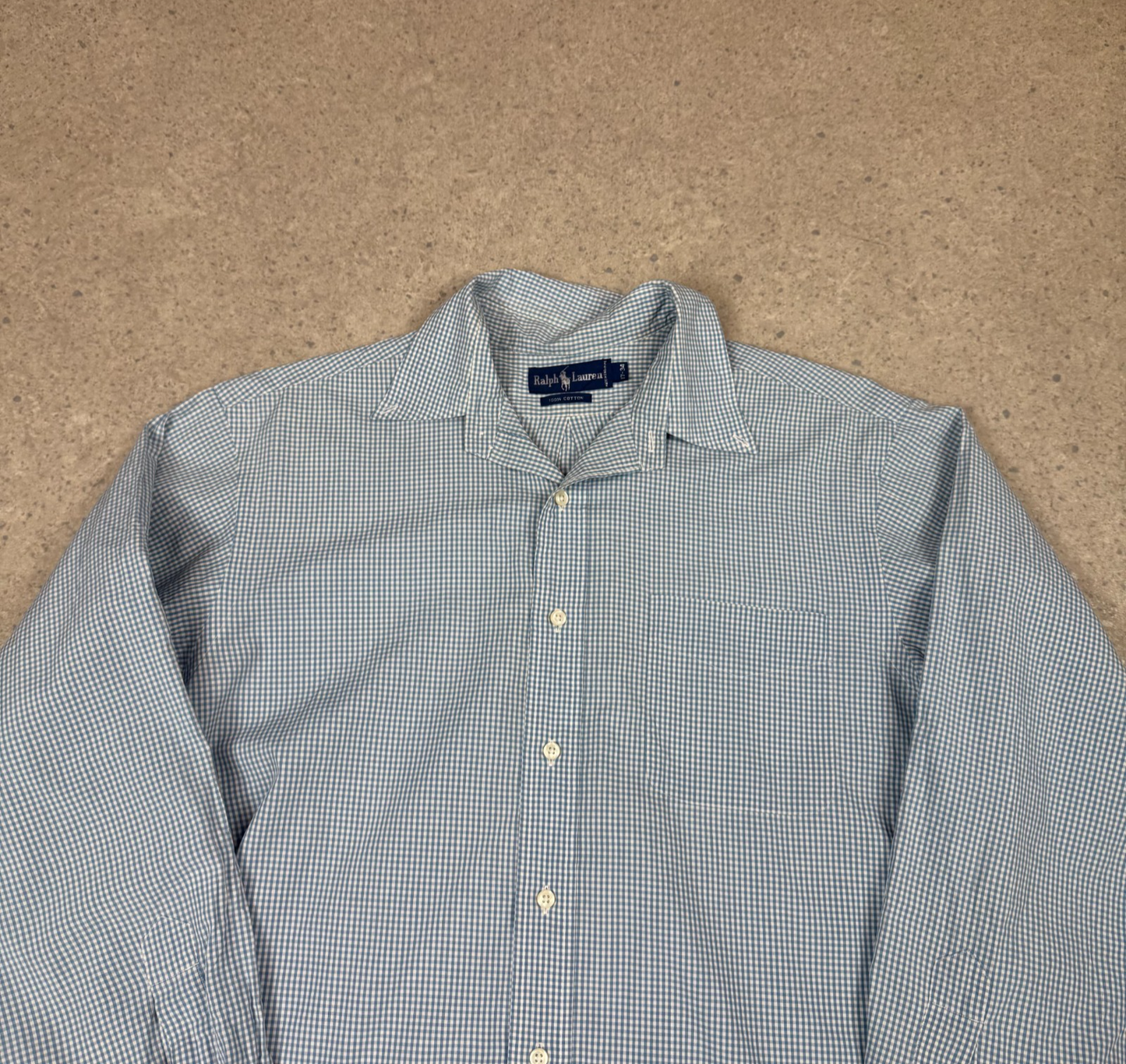 Ralph Lauren Check Shirt XL Blue Colourway 17” Neck Long Sleeve