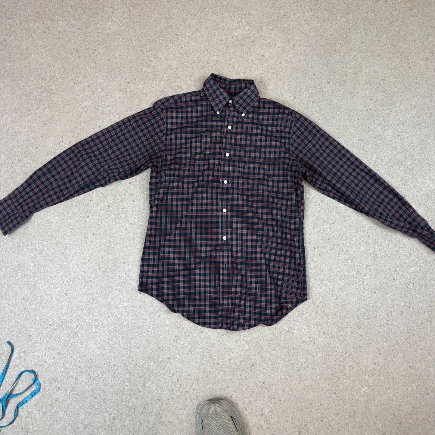Ralph Lauren Shirt 14.5” Check Long Sleeve Navy Blue Red