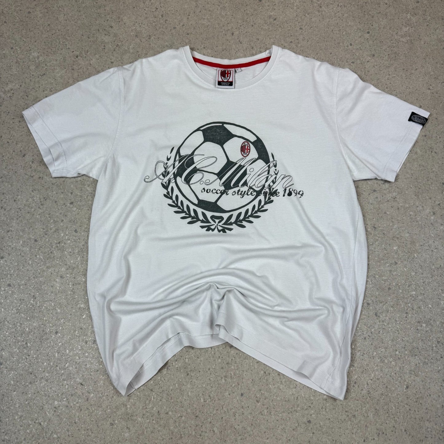AC Milan T Shirt Large White Retro Milan Official Short Sleeve