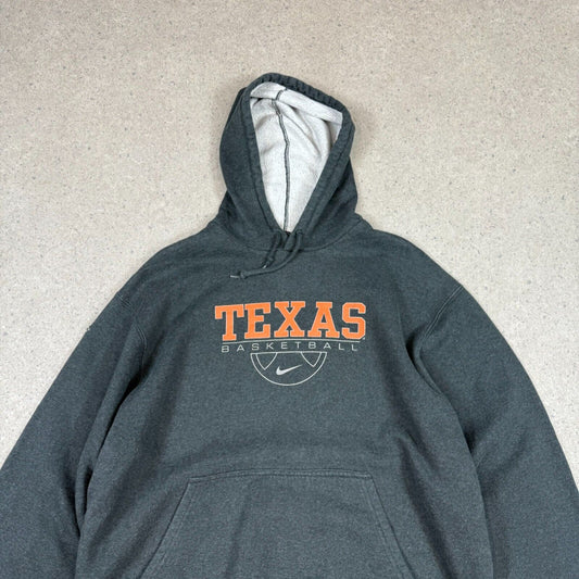 Vintage 90s Nike Texas Hoodie XL Grey Swoosh Heavyweight