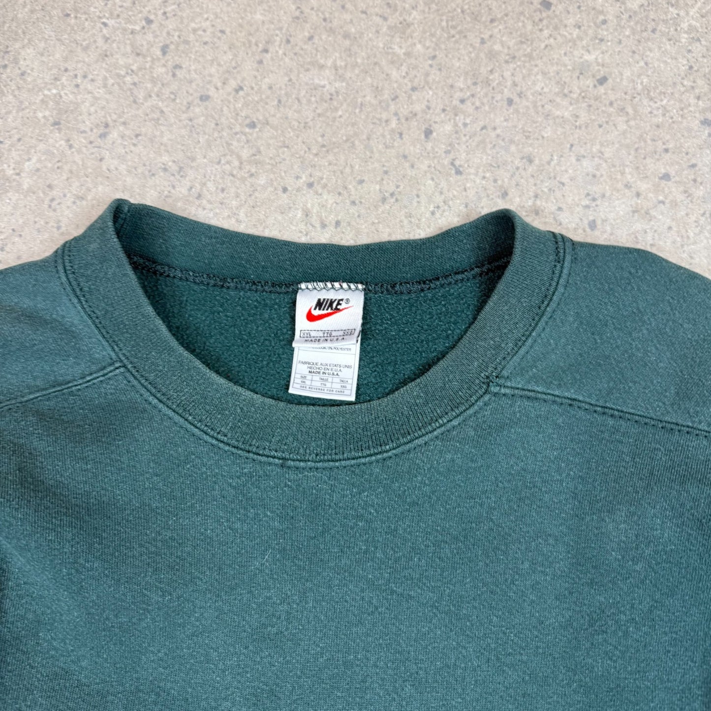 Nike Sweater 2XL Green 90s Made in USA Small Swoosh