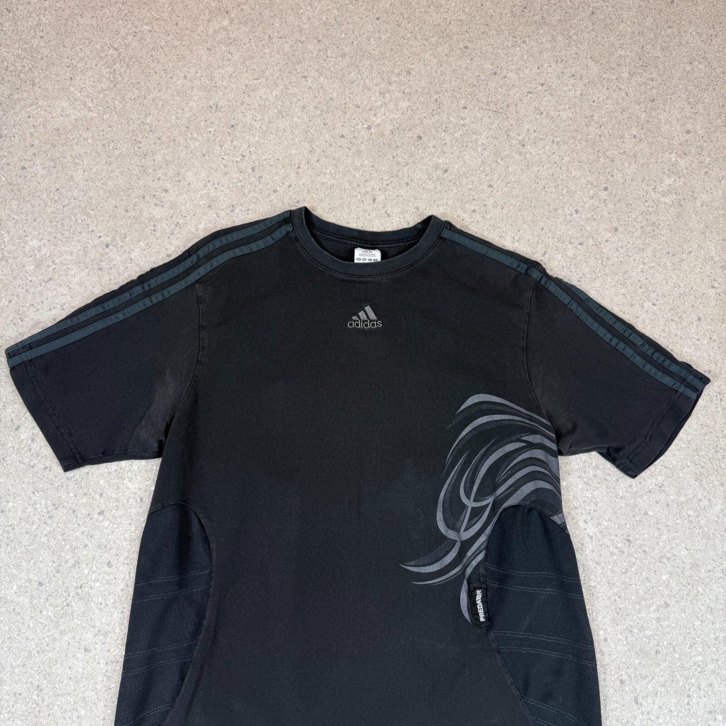 Adidas T Shirt Large Predator Football Black Colourway Y2K Embroidered Logo
