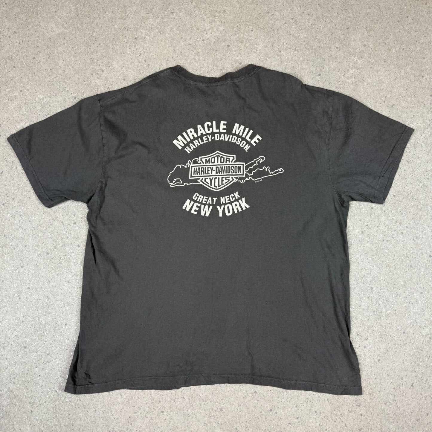 Harley Davidson T Shirt 2XL New York Graphic Charcoal Grey Relaxed Fit
