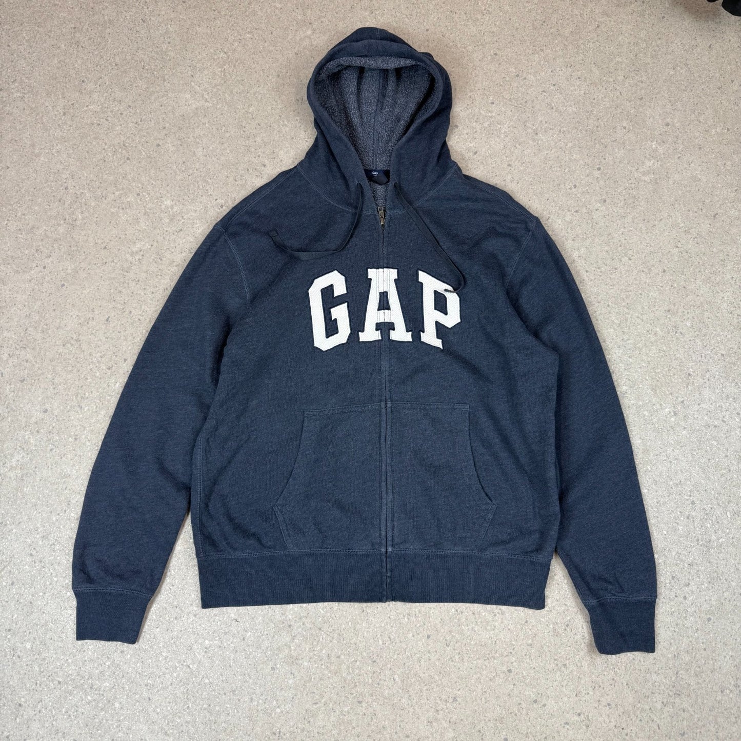 Gap Hoodie Large Full Zip Navy Colourway Fully Embroidered Hooded Pocket