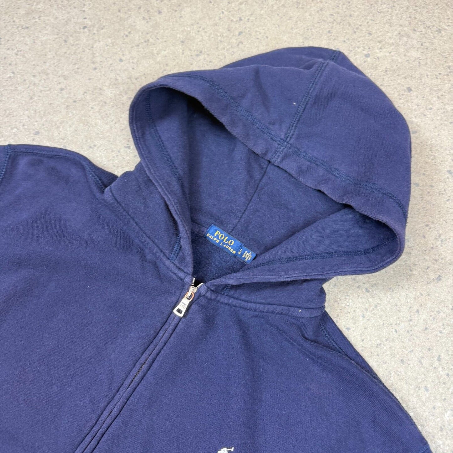 Ralph Lauren Hoodie Women’s Large Navy Embroidered Logo Cropped Zip Up Pocket