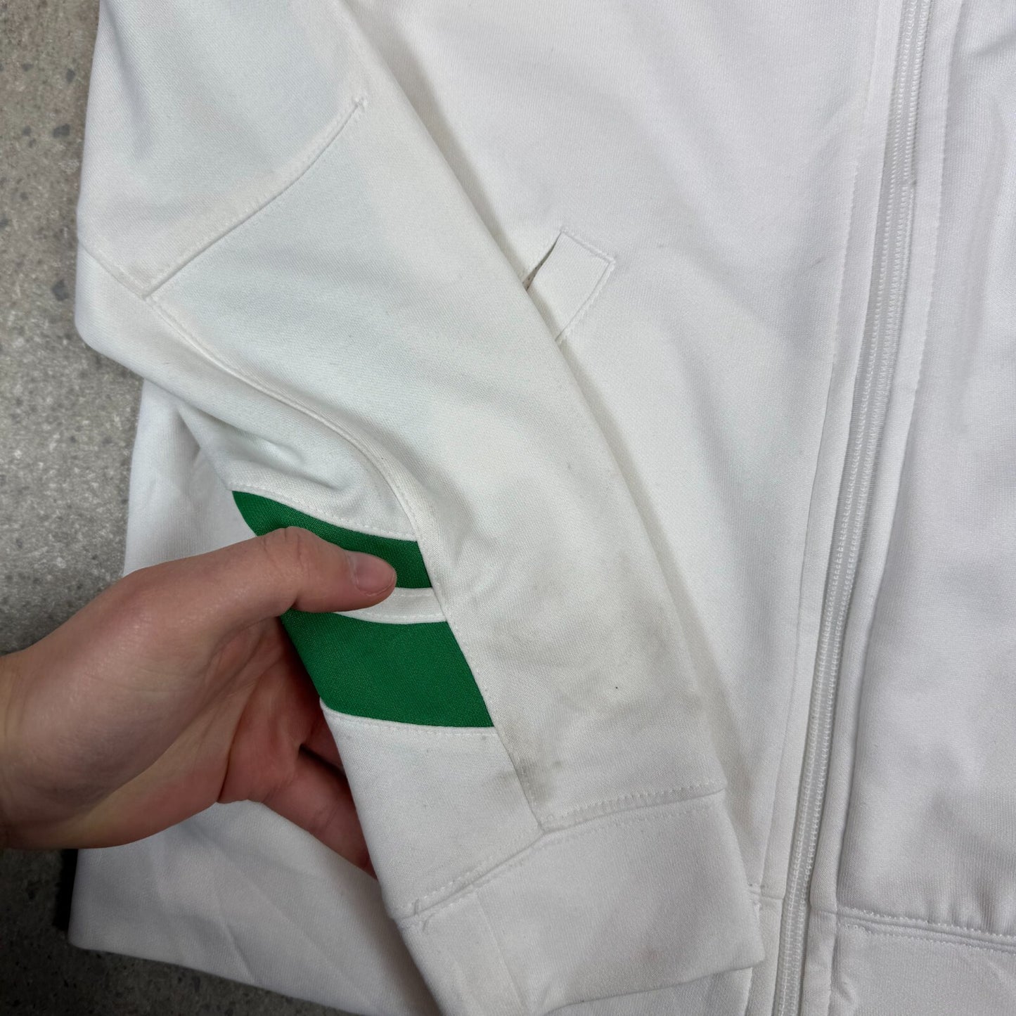 Nike Track Top Small Y2K Silver Tag White Green Swoosh Zip Up