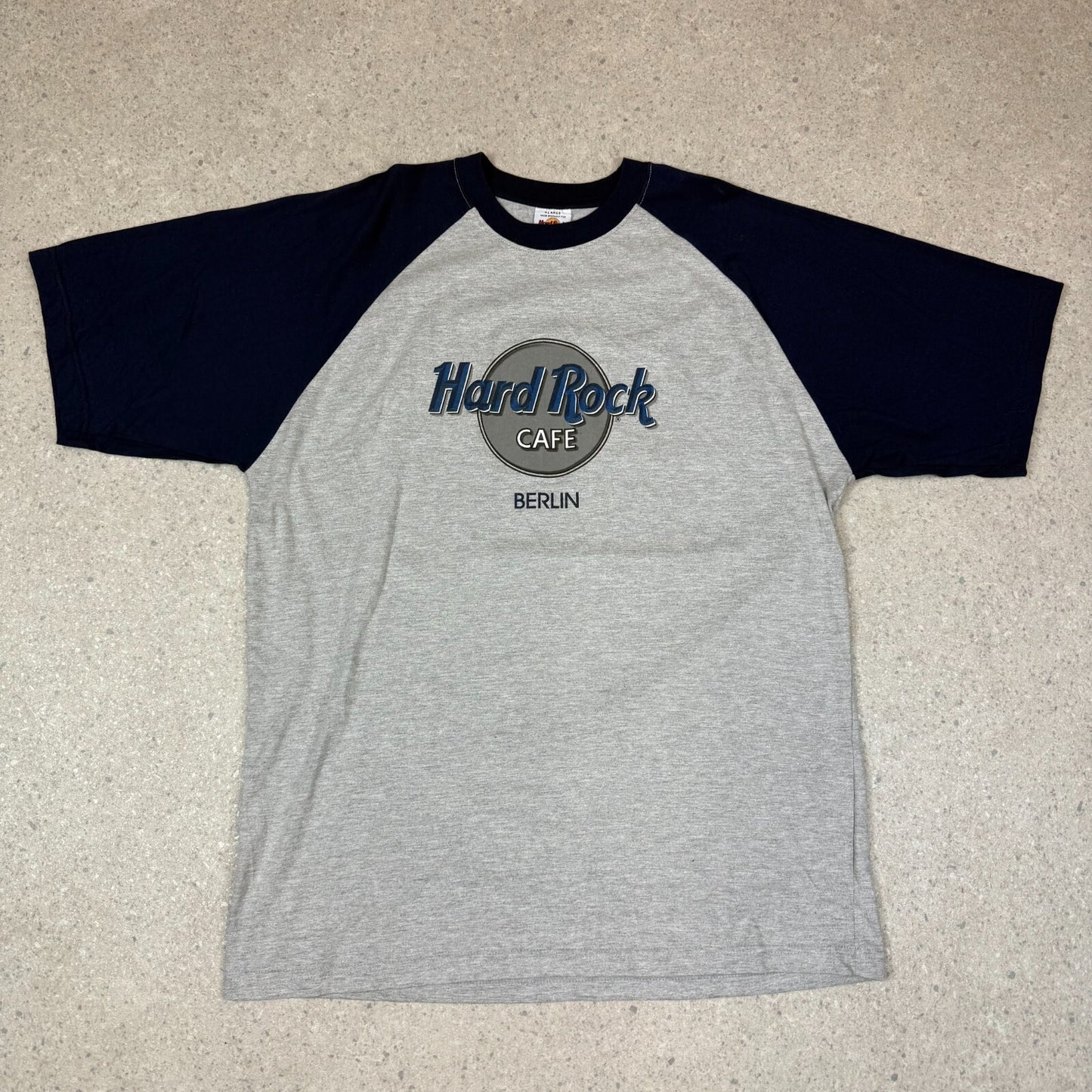 Hard Rock Cafe Berlin T Shirt XL Grey Navy Relaxed Fit Y2K