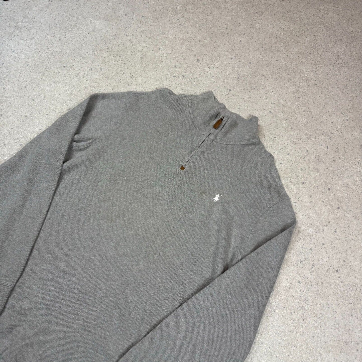 Polo Ralph 1/4 Zip Jumper Grey XL / XXL Cotton 90s