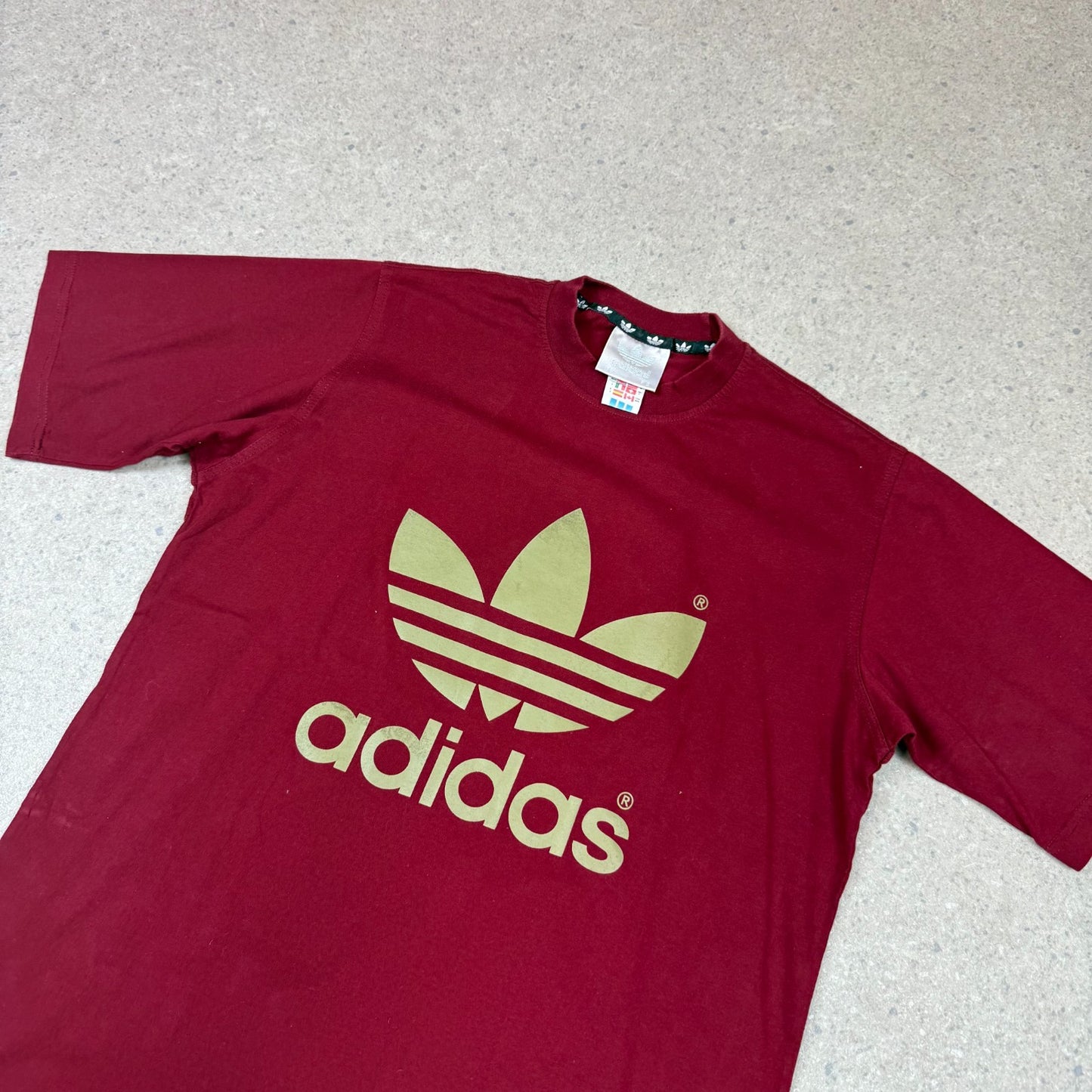 Adidas Burgundy T Shirt Large 90s Short Sleeve