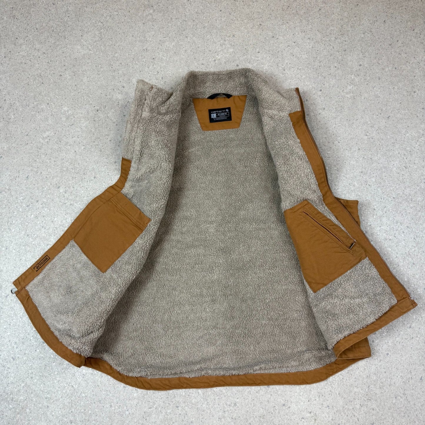 Carhartt Vest Tan Large Fleece Lined Pocket