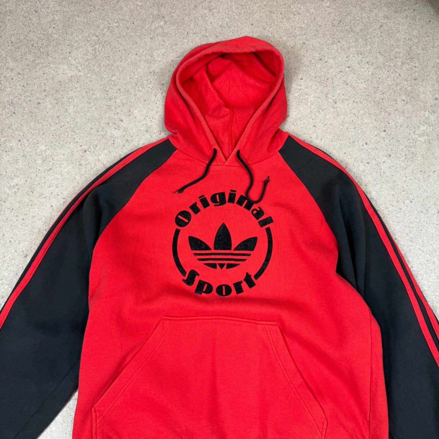 Adidas Originals Hoodie M 80 / 90s Rare Relaxed Fit Red Black Hooded