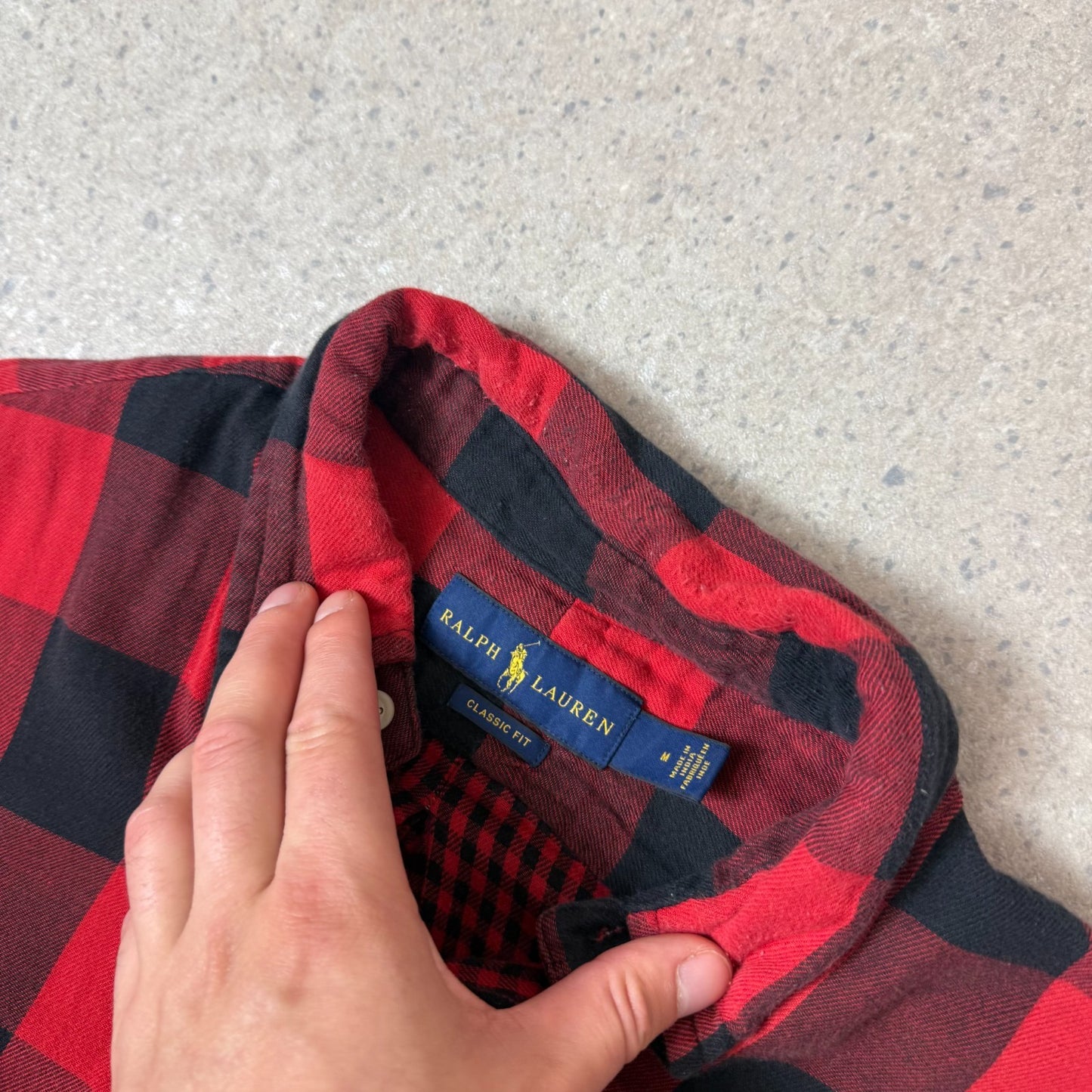 Ralph Lauren Shirt Medium Red / Black Soft Cotton Button Down Long Sleeve