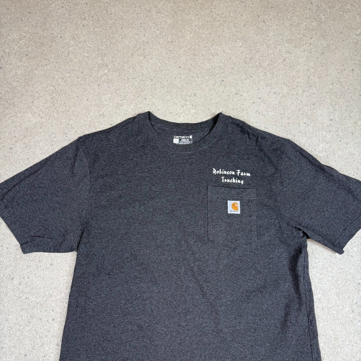 Carhartt T Shirt Large Charcoal Grey Loose Fit Pocket Logo Short Sleeve