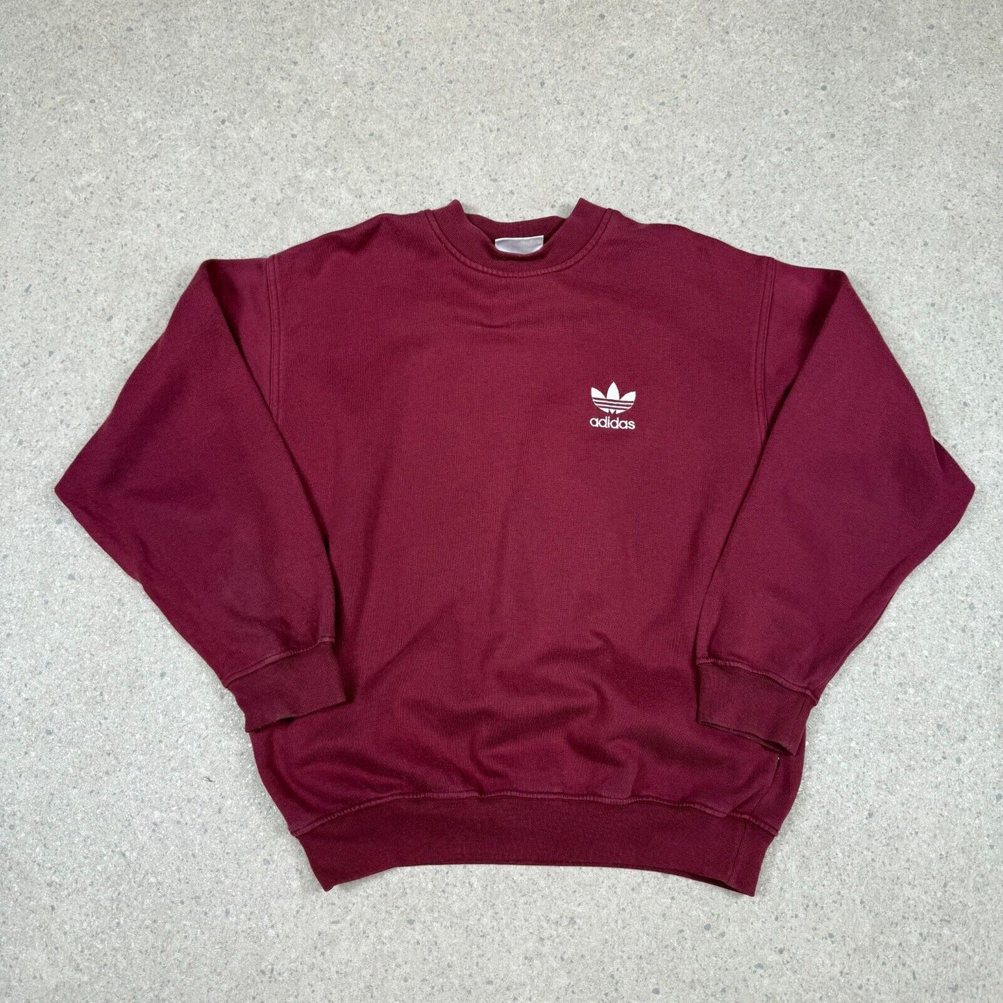 Adidas Sweatshirt Medium Burgubdy Red Vintage 80s Rare Jumper Relaxed Fit
