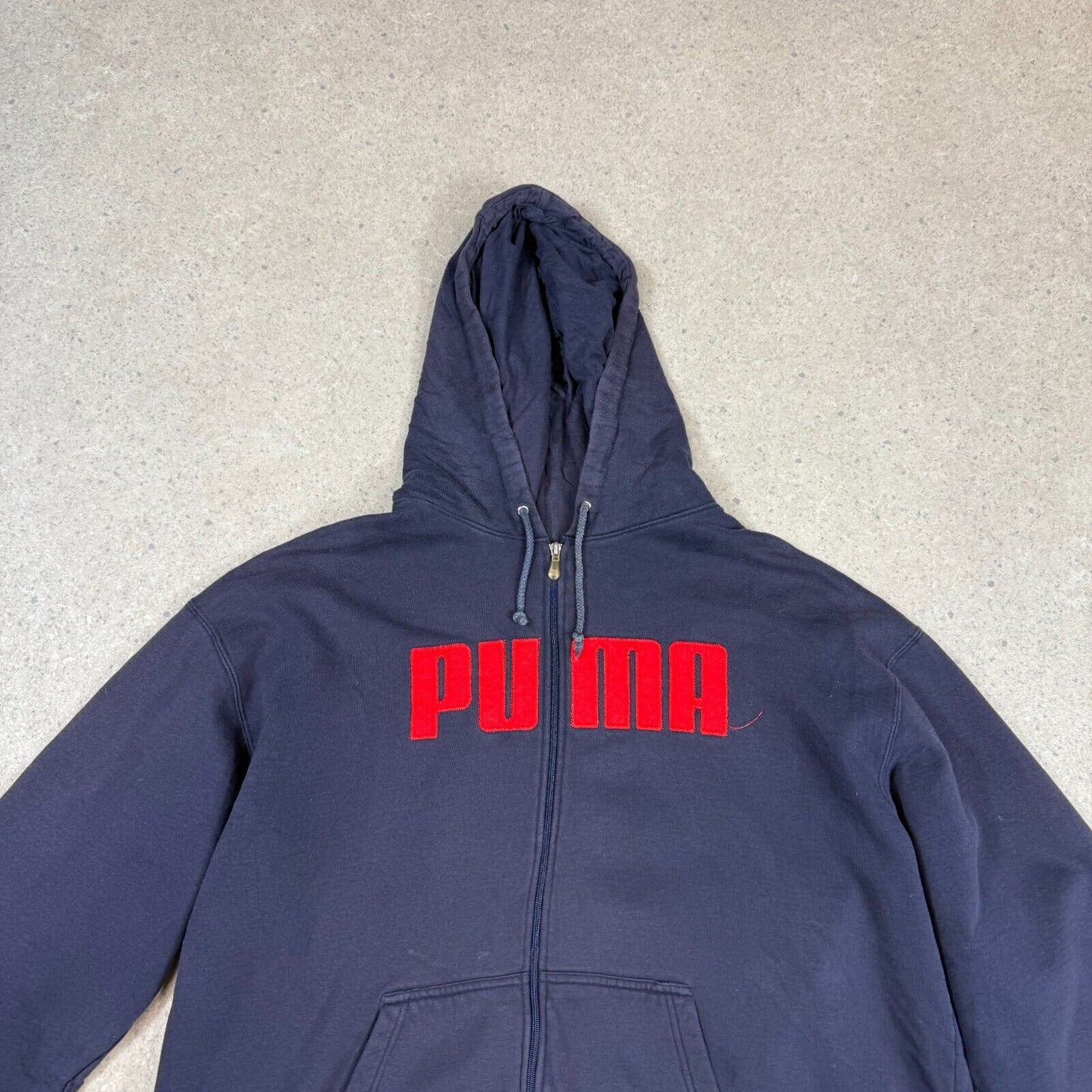Puma Hoodie 2XL Navy Zip Up Heavy Cotton