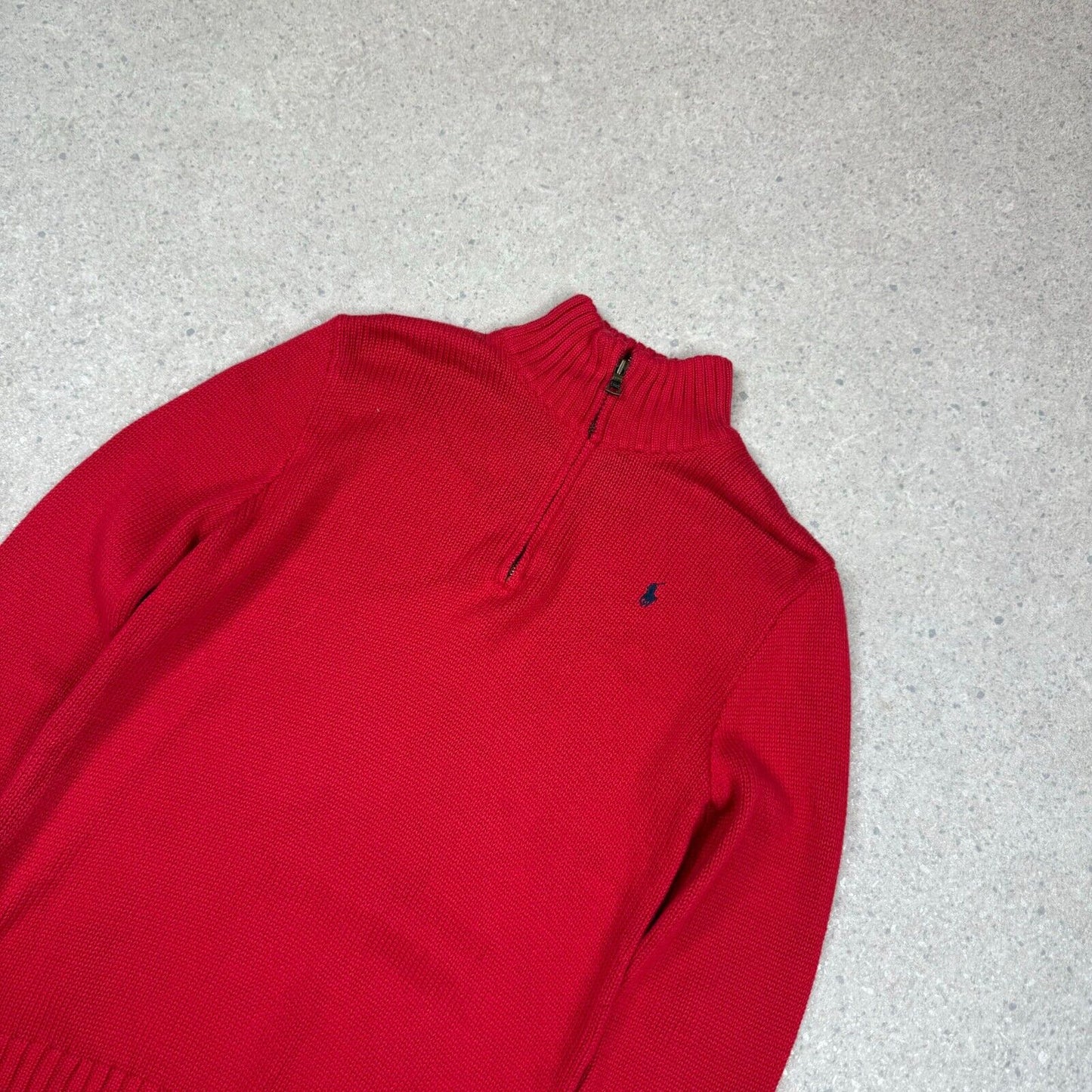 Ralph Lauren 1/4 Zip Jumper Womens M/L Red Knit