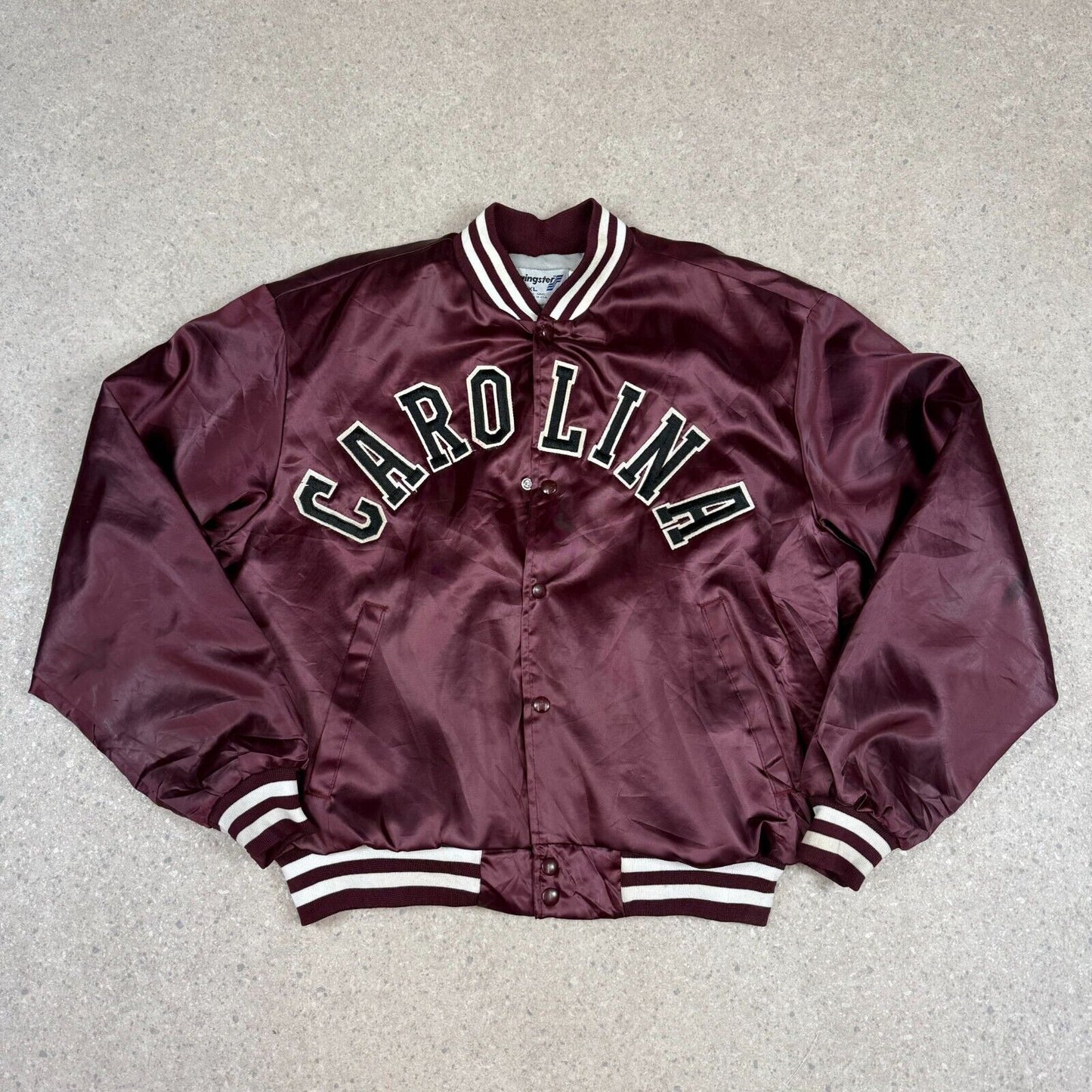 Carolina Satin Varsity Jacket XL Burgundy Swing Ster USA Vintage 90s Rare