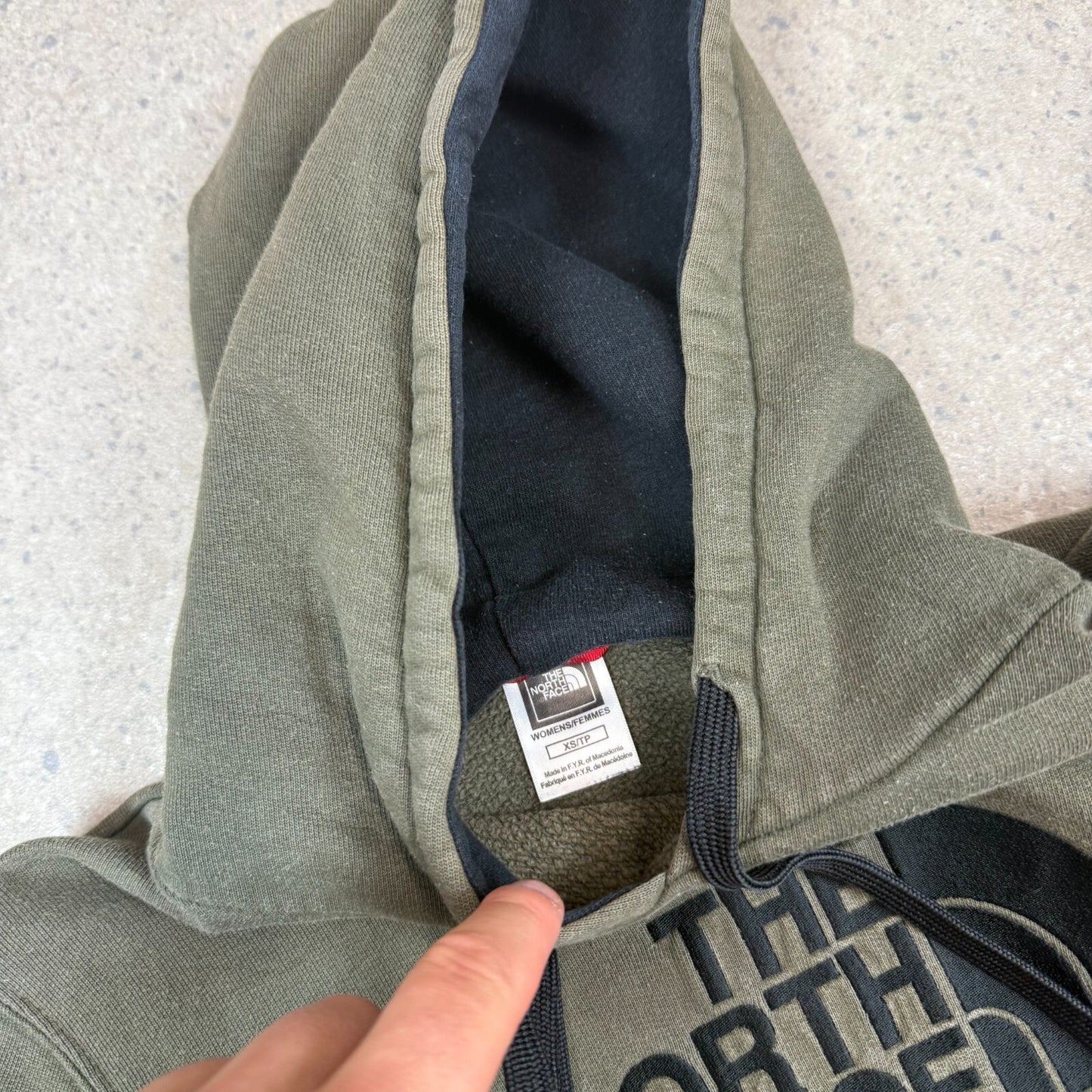 North Face Hoodie XS Khaki Colourway Embroidered Logo Hooded Pocket